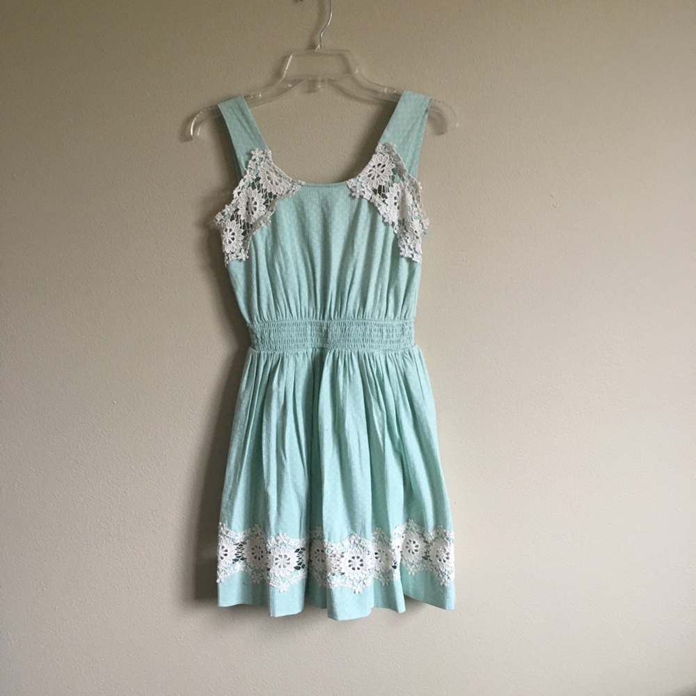 GB Floral Crochet Mint Fit and Flare Dress XS